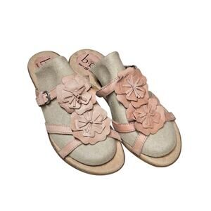 B.O.C. Born Concept Womens Pink Leather Block Heel Slide Sandals Size 7 Preppy
